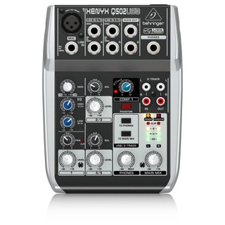 Behringer XENYX Q502USB Premium 5-Input 2-Bus Mixer with XENYX Mic Preamp &amp; Compressor, British EQ and USB/Audio Interfa