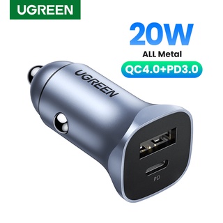 Ugreen ที่ชาร์จในรถยนต์ USB 4.0 3.0 QC ชาร์จเร็ว 18W Type C PD สําหรับ Xiaomi QC4.0 QC3.0 iPhone X Xr Xs 8 iPhone 14 14 Plus 14 Pro Pro Max