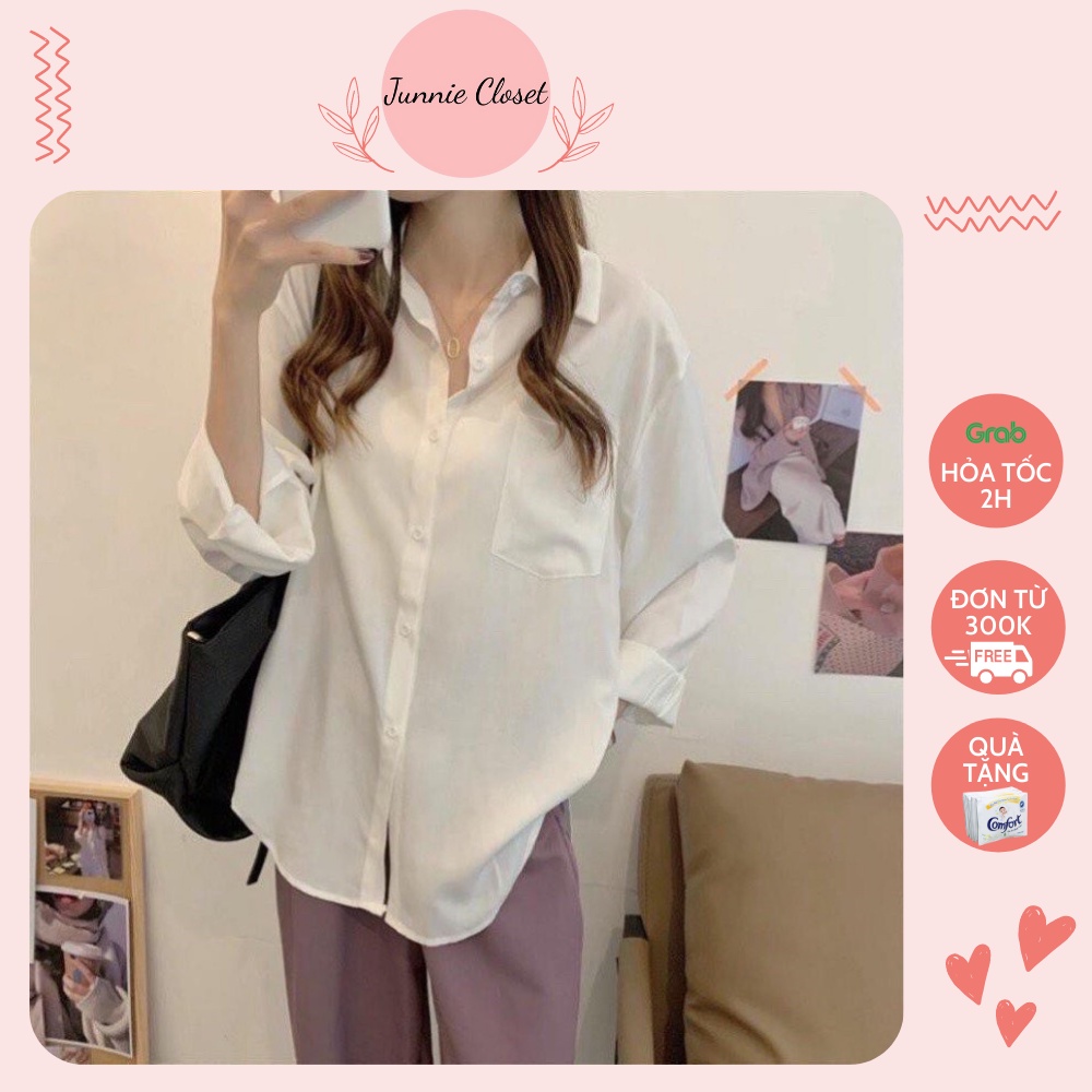Junnie Closet เสื้อเชิ้ตสํานักงานแขนยาวสไตล์เกาหลีสําหรับผู้หญิง