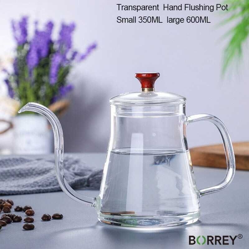 BORREY Goose Neck Transparent Borosilicate Glass Juice Tea Coffee Pitcher TP-855