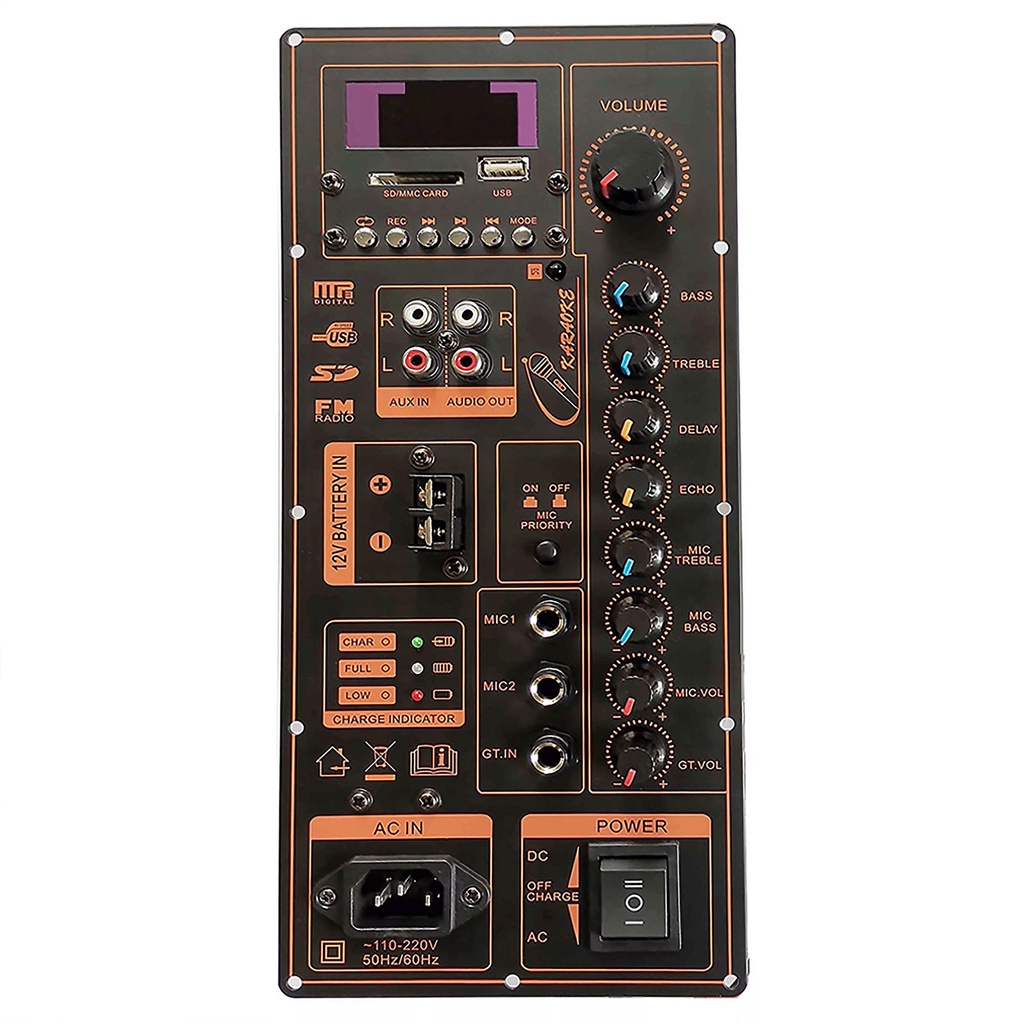 AC 12/110V/220V Digital Bluetooth Stereo 150W Amplifier Board for 6-18 Inch Speaker with Dual Microphone Guitar Input คณะกรรมการเครื่องขยายเสียง