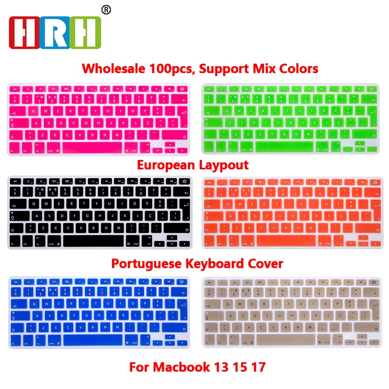 HRH Wholesale 100PCS Portuguese Silicone Keyboard Cover Skin Keyboard Protective Film for Mac Book Air 13.3 Keyboard Pro