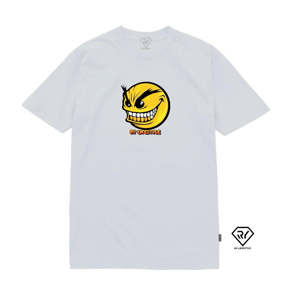 Ry Lifestyle T-Shirt Premium Quality Evil Emoji Motif เสื้อยืดแขนสั้น