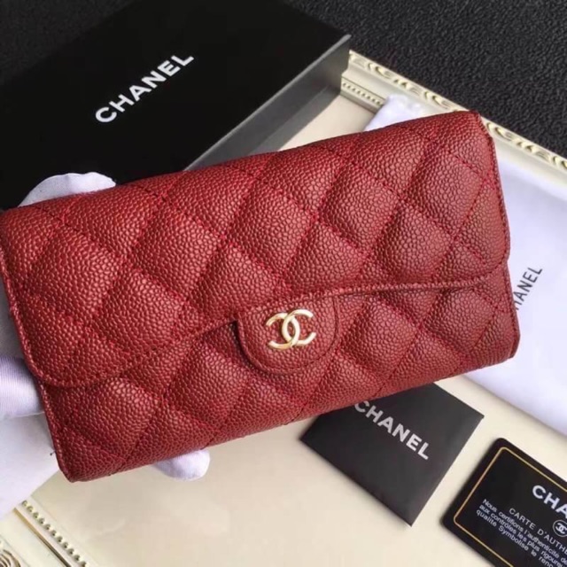 กระเป๋าสตางค์ใบยาว Chanel สีแดงแรงฤทธิ์ งานเกรด Mirror ❄️❄️