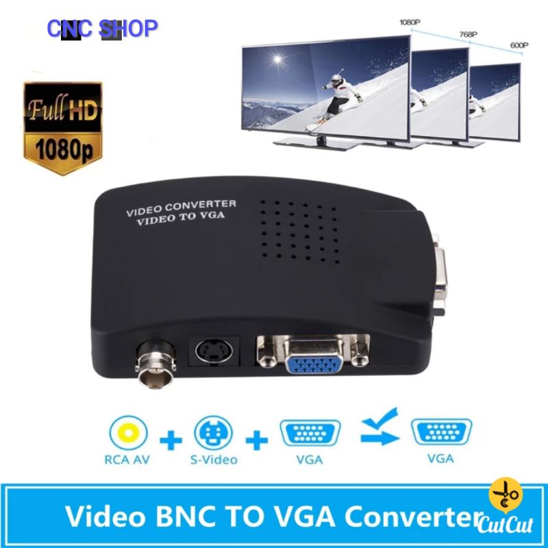 VGA BNC SVIDEO To VGA Video Converter VGA Out อะแดปเตอร์ BNC VGA Converter คอมโพสิตดิจิตอลสวิทช์กล่อ