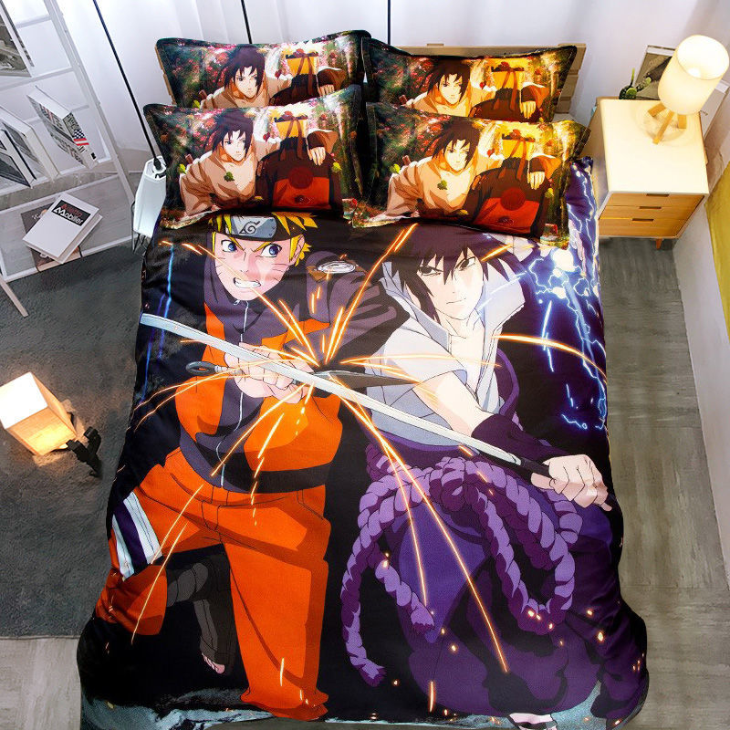 [new]Naruto Anime FourPiece Naruto Bed Sheet Quilt Cover Student