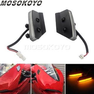 MD-1Pair รถจักรยานยนต์กระจกบล็อกปิดเลี้ยวแผ่นไฟ LED สำหรับ Ducati 959 / 1299 Panigale LED เปิดสัญญาณบ่งชี้ FlasherST