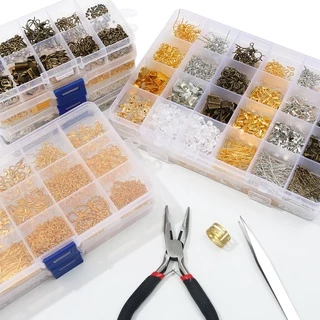 ชุดอุปกรณ์เครื่องประดับ DIY ตะขอล็อคกุ้งและแหวนกระโดดโลหะผสม สำหรับงานเครื่องประดับและทำต่างหู