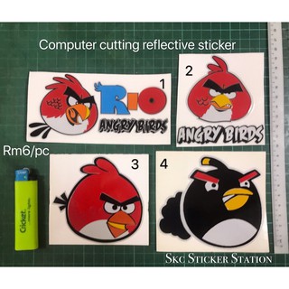 สติกเกอร์สะท้อนแสง ลายการ์ตูน Angry Bird rio สําหรับติดตกแต่ง