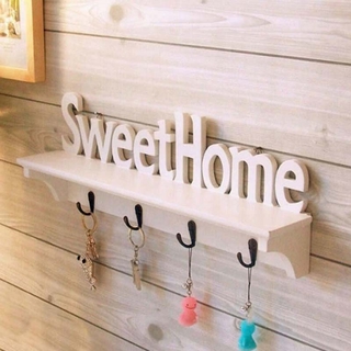 ลดล้างสต็อกชั้นแขวนผนัง ชั้นวางของติดผนัง ลาย SweetHome สีขาว