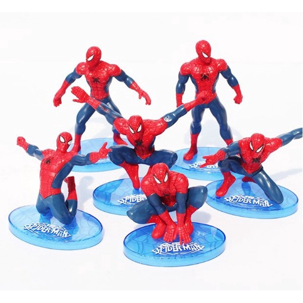 3D Spiderman 7 ชิ้น/เซ็ต Superhero Spiderman เค้ก Topper Cupcake ตกแต่งวันเกิด
