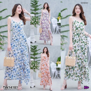 14181 Maxidress สายเดี่ยวลายดอกไม้ Maxidress one-shoulder floral print