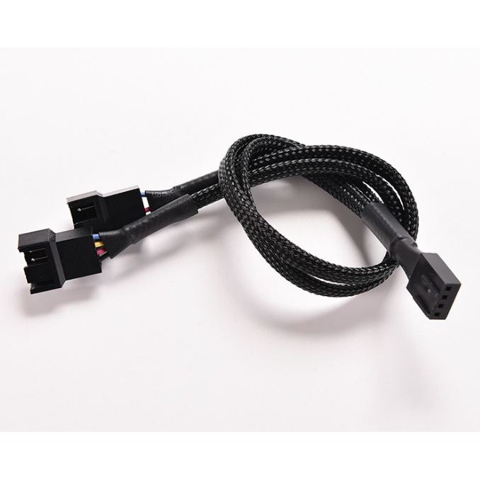 4Pin PWM To Dual PWM คอมพิวเตอร์พัดลม Power Sleeved Y-Splitter อะแดปเตอร์สายเมนบอร์ด 4 Pin to 2 พัดล