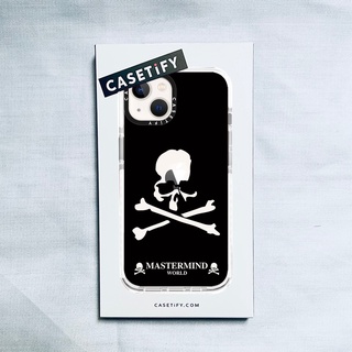 Casetify X เคสโทรศัพท์มือถือ แบบนิ่ม ลายหัวกะโหลก MASTERMIND WORLD ขอบสีขาว สําหรับ IPhone 14 13 12 11 Pro MAX Mini XS MAX XR X SE 6 6S 7 8 Plus