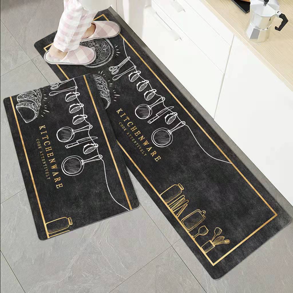 พรมปูพื้น alas kaki ชุดพรมห้องครัว พรม dapur พรมห้องน้ำ alas kaki bilik air สไตล์โมเดิร์นเสื่อครัว 2 ชิ้น