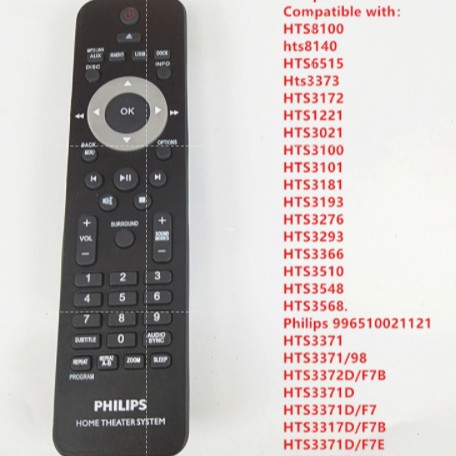 Philips ระบบโฮมเธียเตอร์ LCD TV รีโมทคอนโทรลสําหรับ HTS8100 hts8140 HTS6515 Hts3373 HTS3172 สําหรับ HTS1221 HTS3021 HTS3100 HTS3101S31181S3S3S3