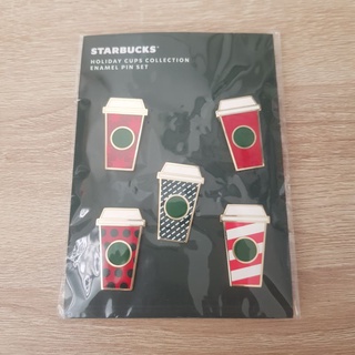 (แท้/พร้อมส่ง) Starbucks Holiday Cups Collection Enamal Pin Set