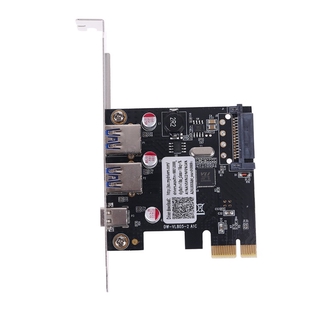 การ์ดเชื่อมต่อ Pcie Pci Express To Usb 3 . 1 Type - C 2 พอร์ต Usb 3 . 0 Type - A Riser