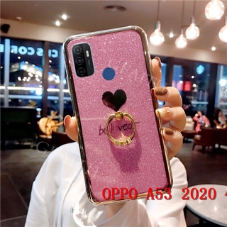 เคสโทรศัพท์ OPPO A53 2020 Softcase Bling Glitter Be Loved Handphone Case With Ring Holder New เคสOppo A33 2020 Cover