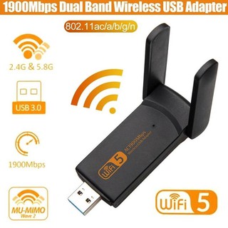 1900Mbps USB Wifi อะแดปเตอร์ 2.4Ghz + 5.8Ghz Dual Band Wi-Fi USB Dongle AC USB 3.0 เสาอากาศ Wifi 802.11ac/b/g/n