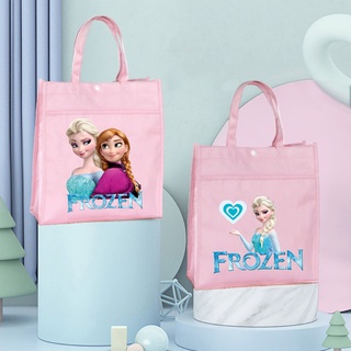 กระเป๋าผ้า พิมพ์ลายการ์ตูนเจ้าหญิง FROZEN กันน้ำ สําหรับเด็ก