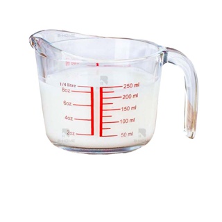 ถ้วยตวงแก้ว ขนาด 250ml / 8 ออนซ์ B-HOME แก้วชงกาแฟ แก้วตวงทนความร้อนสูง ทนทาน Measuring cup