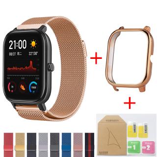 สายนาฬิกาข้อมือ แบบสเตนเลส + เคสป้องกันรอย สำหรับ xiaomi huami amazfit gts milanese จำนวน 2 ชิ้น