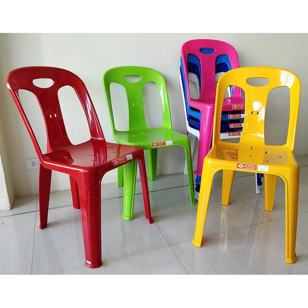 เก้าอี้พลาสติก มีพนักพิง ยางกันลื่น ขนาด 47x52.5x81.5 Cm. รุ่น 919 Plastic Chair