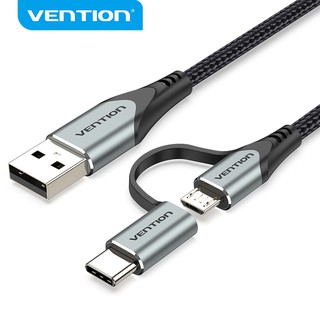 Vention Type C Cable 2 In 1 สายชาร์จ Micro B / Usb C ชาร์จอย่างรวดเร็ว 3a ความเร็วสูง 480 Mbps สําหรับโทรศัพท์มือถือ CQE