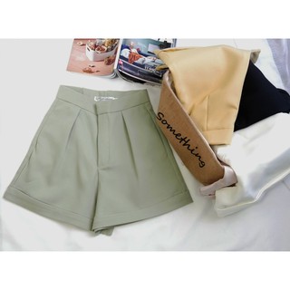 mestyle short pant กางเกงขาสั้นเอวสูงผ้าไมโคร คละแบบบางตัวจีบกับกระดุมไม่เหมือนกัน