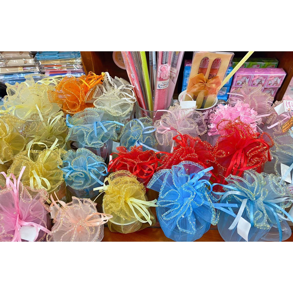 ชิ้นละ4.4บาท ถุงผ้าแก้วกลมไซส์45ซม. แพ็คละ100ใบ มีหลากสี