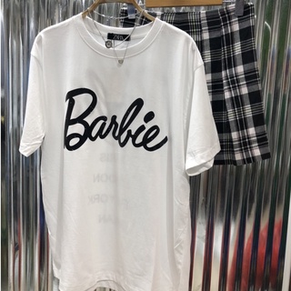 เสื้อยืด สกรีนลาย หน้า+หลัง ทรง Oversize ยืดป้าย ZARA (ยืดอักษร Barbie ขาว)