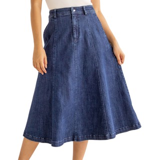 CALLA CREATIV กระโปรงยีนส์ ผู้หญิง ฟอกเข้ม Payton Skirt - Dark Wash Denim