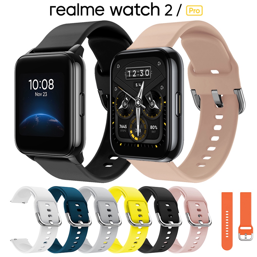 สายรัดซิลิโคนแบบสปอร์ตสําหรับ Realme watch 2 / 2 Pro สร้อยข้อมือสายนาฬิกาอัจฉริยะ