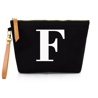 กระเป๋าผ้าลายอักษร ALPHABET CLUTCHES POUCH BLACK “F”