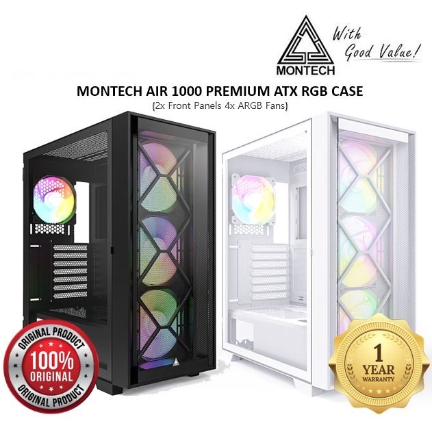 CASE (เคสเกมมิ่ง) MONTECH AIR 1000 PREMIUM ARGB 4x ARGB Fans