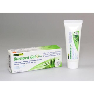 Burnova Gel Plus เจลว่านหางจระเข้ ฟื้นฟูผิวที่อ่อนแอ ให้เนียนนุ่ม ชุ่มชื้น กล่องสีเขียว ขนาด 25 กรัม