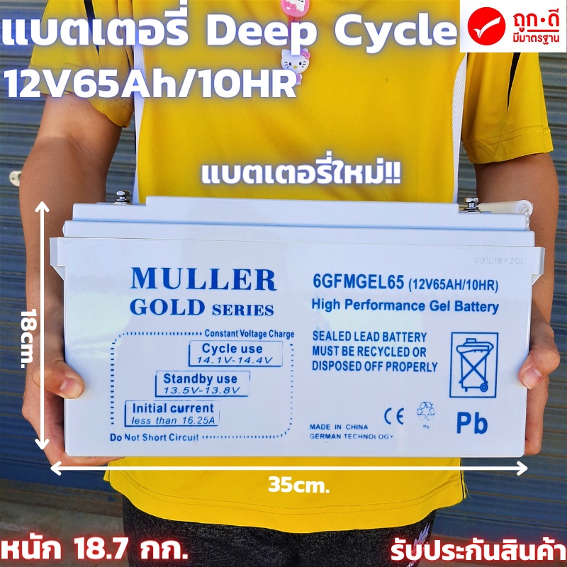 แบตเตอรี่แห้ง โซล่าเซลล์ Deep Cycle ชนิดเจล Deep Cycle GEL Battery 12V 65Ah/10HR สำหรับงานโซล่าเซลล์