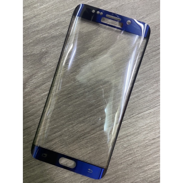 ฟิล์มกระจกกาวขอบ Samsung S6 Edge Plus (5.7") ฟิล์มกระจกนิรภัย ฟิล์มกันรอย เต็มจอ สีน้ำเงิน Premium T