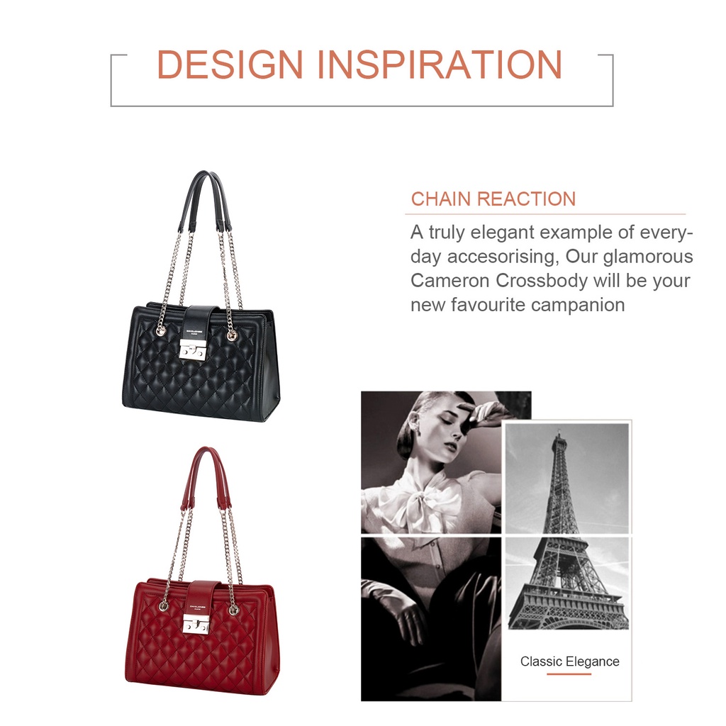 David Jones Paris กระเป๋าสะพายข้าง ทรงถัง ใส่โทรศัพท์ได้ แฟชั่นวินเทจ สำหรับผู้หญิง