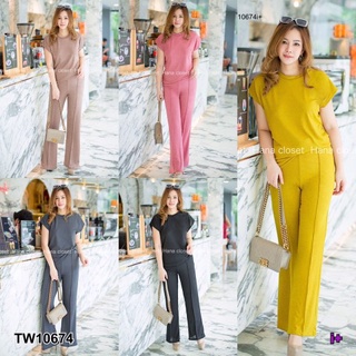 👗Pfashion [ส่งไว!!🚛] P10674 Set #สาวอวบ เสื้อคอกลมแขนล้ำ+กางเกงขาม้า Set #chubby girl round neck top + horse p