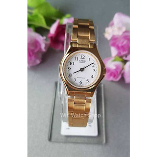 Win Watch shop Casio รุ่น LTP1130N7Bนาฬิกาสำหรับผู้หญิง สายแสตนเลสสีทอง หน้าปัดสีขาว สุดหรูประกันสินค้า 1 ปี