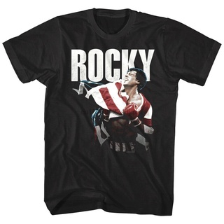 ใหม่ เสื้อยืดลําลอง แขนสั้น คอกลม พิมพ์ลายธงชาติอเมริกา Rocky Balboa S2 ทรงหลวม สําหรับผู้ชาย S-5XL