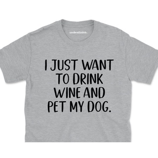 ROUND คอลูกเรือเสื้อยืด พิมพ์ลาย My Dog To Drink Wine Pet สําหรับผู้ชาย-4XL