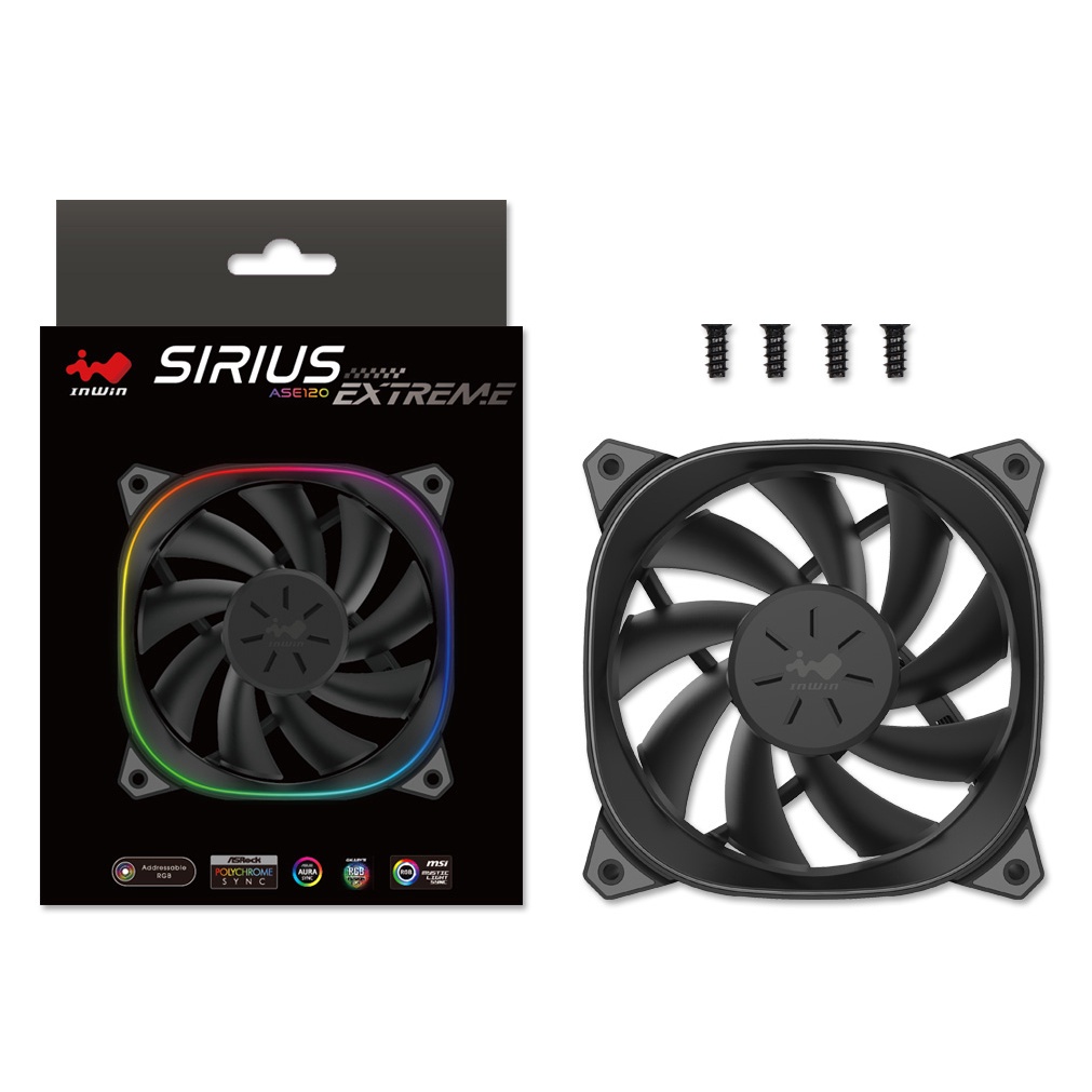 พัดลมเคส ดำ แพค 1ตัว InWin Sirius Extreme ASE120 Black Single Pack Warranty 2 Years