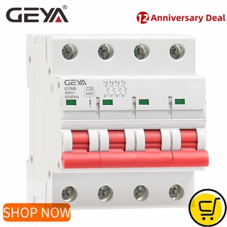 GEYA GYM8 4Pole 4.5KA Miniature Circuit Breaker Electrical Type 6A-63A Din Rail MCB with ON OFF Indiactor