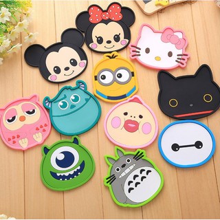 แผ่นรองแก้ว PVC ลายการ์ตูน Totoro Doraemon Baymax Minion Hello Kitty Mickey กันลื่น 1 ชิ้น