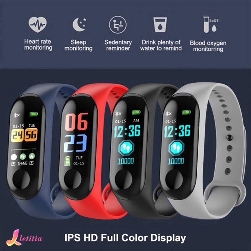 Screen Blood Pressure Rate Fitness Sport Bracelet WristBand M3 Smart Watch Letitia SVuK