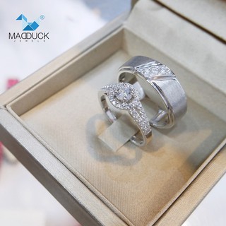 Madduckjewels แหวนเงินแท้ เพชร CZ ชุบโรเดียม RG1507WGR-RG1531