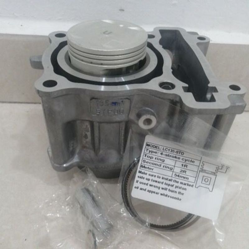 LC135 LC 135 CYLINDER BLOCK 54 มม. มาตรฐาน ENGINE BLOCK สมบูรณ์ PISTON RING PIN ENJIN BLOCK BLOK